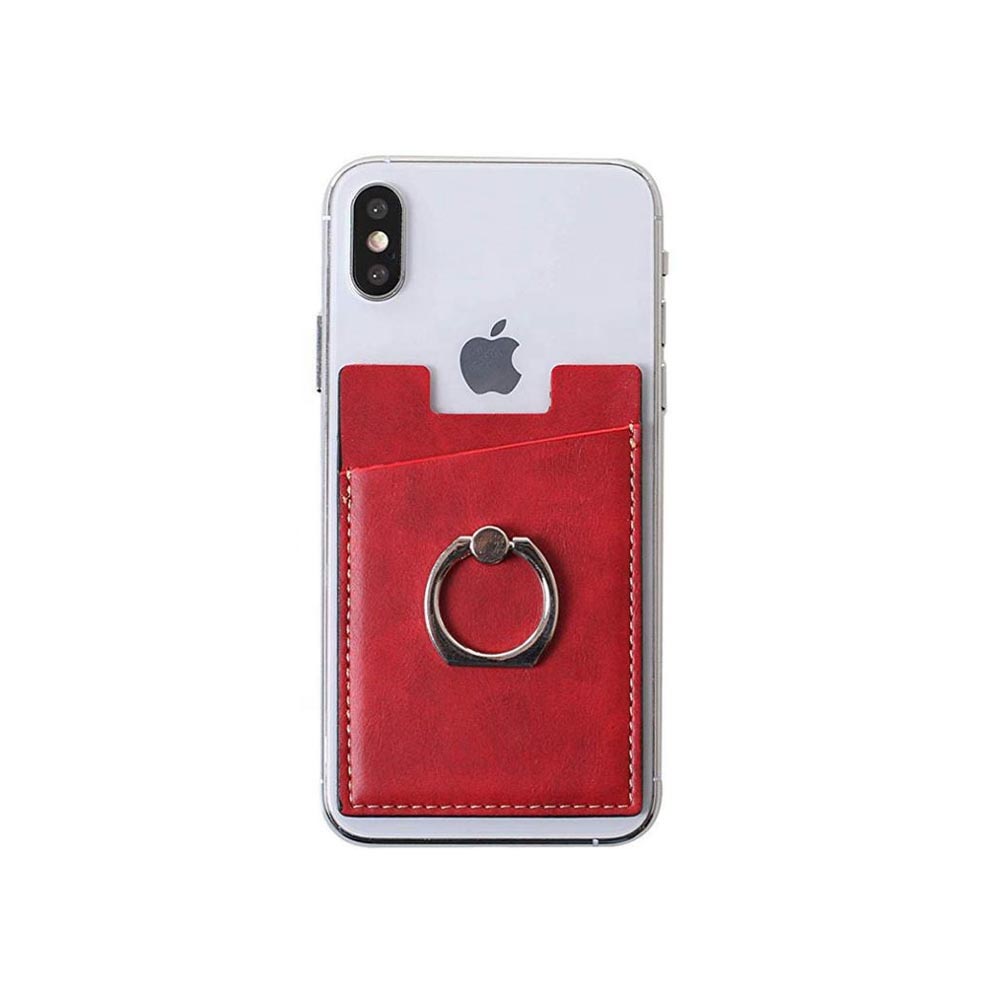 Metal Phone Ring Holder with RFID PU Card Holders